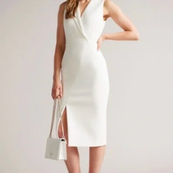 NWOT Ted Baker Heavy Crepe Pink Stretch Dress 3 (8/10) Tilola Sleeveless - Picture 14 of 14